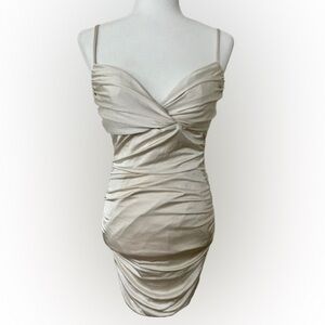 Rubber Ducky Productions INC. Y2K Womens ruched ivory mini semi-formal dress Med